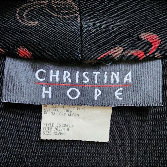 Christina Pope Sweater Womens XL Black Red Floral Open Cardigan Slinky Travel - Picture 5 of 10